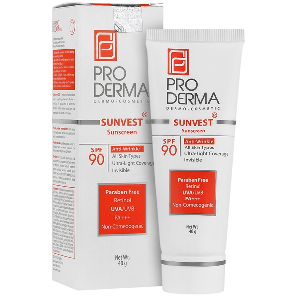 کرم ضد آفتاب رنگی و ضد چروک SPF90 انواع پوست پرودرما 40 میلی لیتر Pro Derma