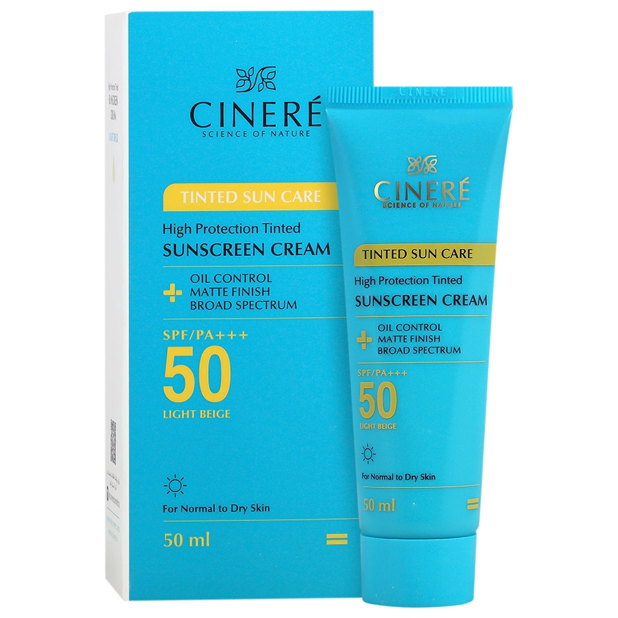 کرم ضد آفتاب رنگی سینره با SPF50 مناسب انواع پوست حجم 50 میلی لیتر