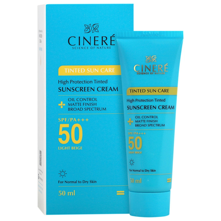 کرم ضد آفتاب رنگی سینره با SPF50 مناسب انواع پوست حجم 50 میلی لیتر