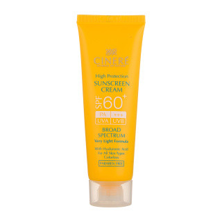 کرم ضد آفتاب بی رنگ سینره با SPF60 مناسب انواع پوست حجم 50 میلی لیتر