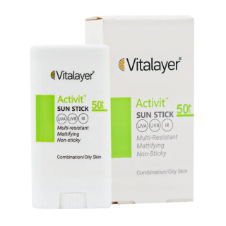 ضد آفتاب استیکی ویتالیر مدل Activit با SPF50 مناسب پوست چرب و مختلط وزن 15 گرم