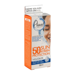 کرم ضد آفتاب بی رنگ پیکسل با SPF50 مناسب پوست چرب حجم 50 میلی لیتر
