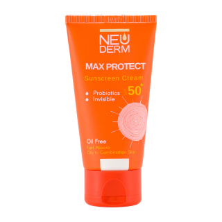 کرم ضد آفتاب بی رنگ نئودرم مدل Max Protect SPF50 مناسب پوست چرب حجم 50 میلی لیتر